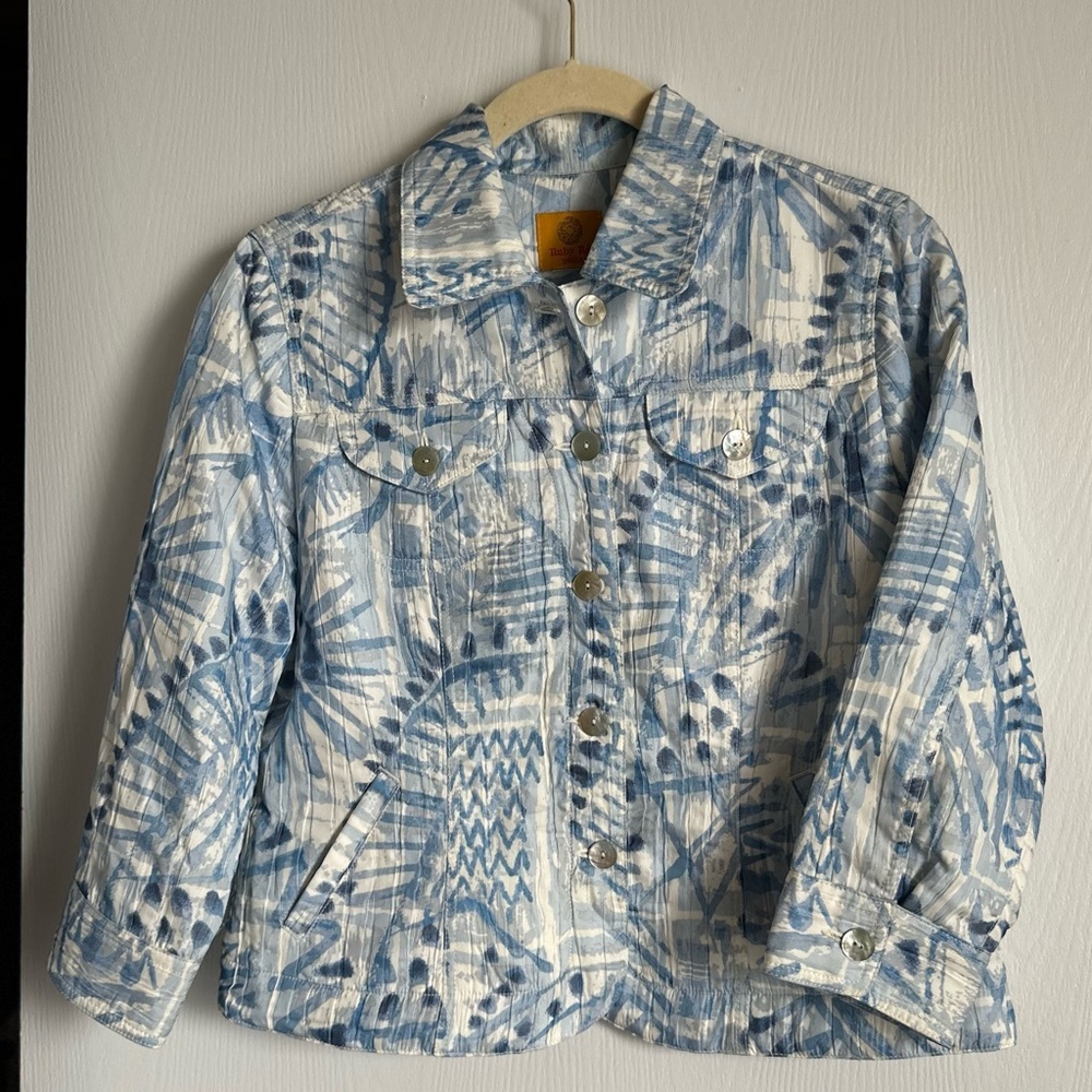 Ruby Rd. Blue and White Textured Jacket M